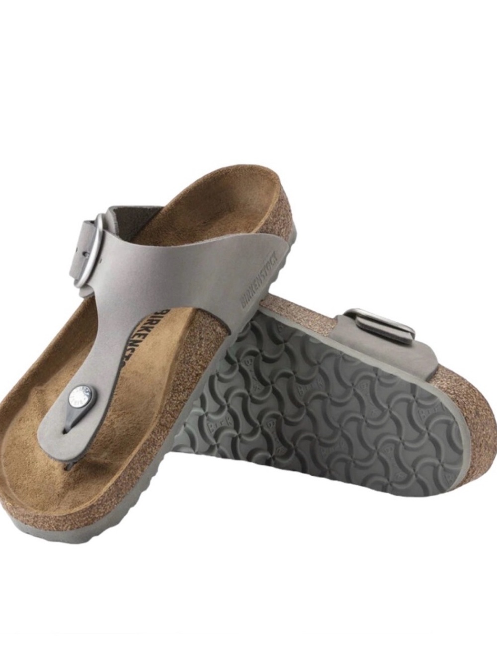 Birkenstock Women's Taupe Gizeh Leather Thong Sandals - New - Never Worn